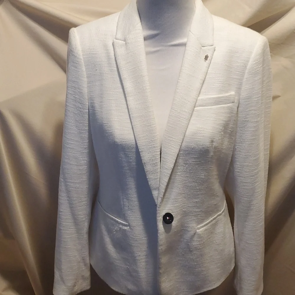 Tommy Hilfiger Ivory Textured Blazer SZ 8 - Picture 2 of 13
